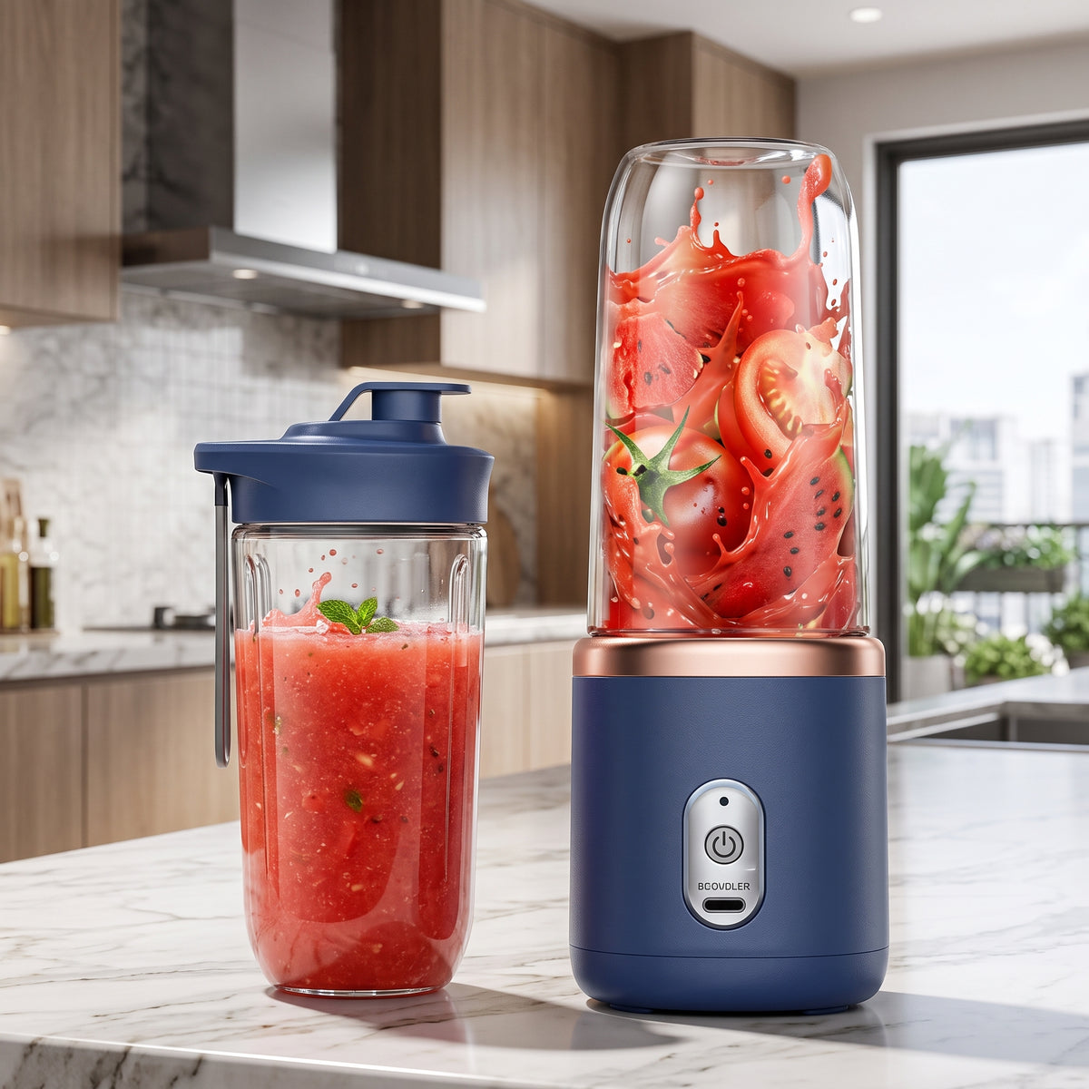 Compact cordless blender for smoothies, protein shakes, and fruit drinks.